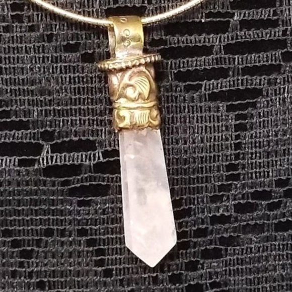 sterling silver chain with crystal pendent - Picture 2 of 5